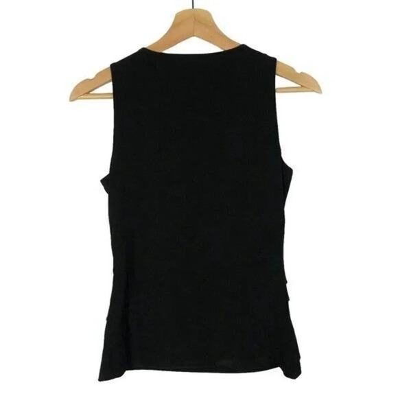 White House Black Market WHBM Black Gold Bar Ruffle Hem Sleeveless Blouse XXS - Picture 2 of 3